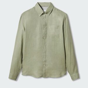 Mango Linen Men's Green Shirt Small (fits Medium)